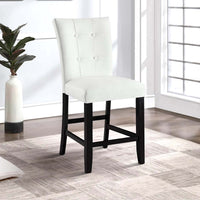 Nok 25 Inch Counter Chair, Set of 2, Button Tufted Back, White, Black  - BM296875