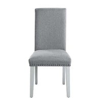 18 Inch Wood Dining Chairs, Set of 2, Silver Nailhead Trim, Gray, White  - BM296879