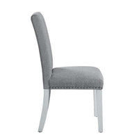 18 Inch Wood Dining Chairs, Set of 2, Silver Nailhead Trim, Gray, White  - BM296879