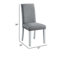 18 Inch Wood Dining Chairs, Set of 2, Silver Nailhead Trim, Gray, White  - BM296879