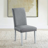 18 Inch Wood Dining Chairs, Set of 2, Silver Nailhead Trim, Gray, White  - BM296879