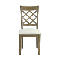 23 Inch Wood Dining Chair, Set of 2, Cross Accent Backrest, Padded, Beige - BM296881