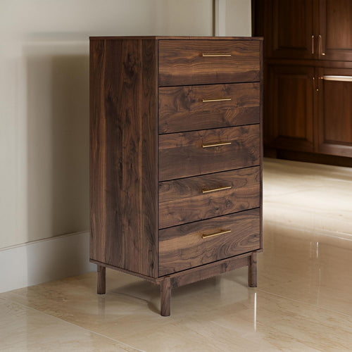 Benjara Kip 50 Inch 5 Drawer Modern Tall Dresser Chest, Dark Brown, Gold Handles - BM296901 |Benzara.com Benjara Kip 50 Inch 5 Drawer Modern Tall Dresser Chest, Dark Brown, Gold Handles - BM296901 |Benzara.com