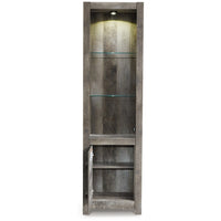 72 Inch Side Pier, 2 Glass Shelves, 2 Bottom Drawers, Rustic Gray Finish  - BM296913