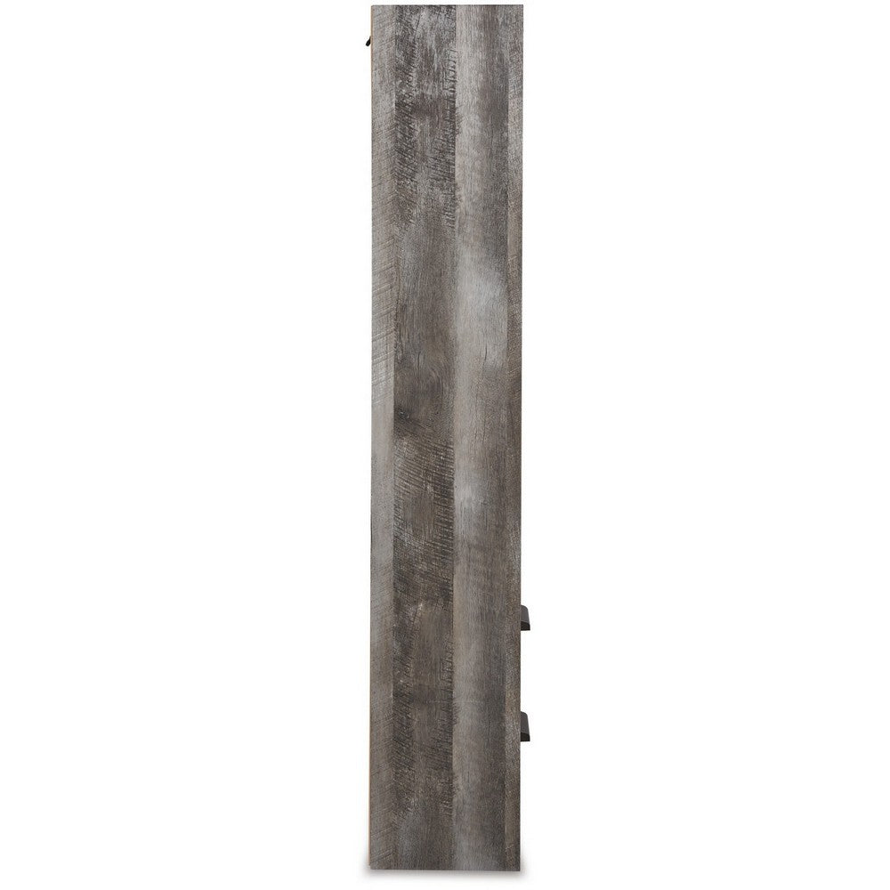 72 Inch Side Pier, 2 Glass Shelves, 2 Bottom Drawers, Rustic Gray Finish  - BM296913