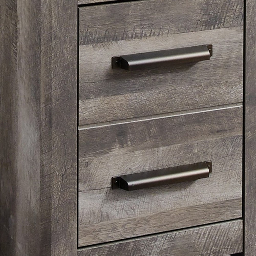 72 Inch Side Pier, 2 Glass Shelves, 2 Bottom Drawers, Rustic Gray Finish  - BM296913