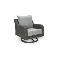 Asp 32 Inch Swivel Outdoor Lounge Chair, Aluminum Frame, Gray Upholstery - BM297012