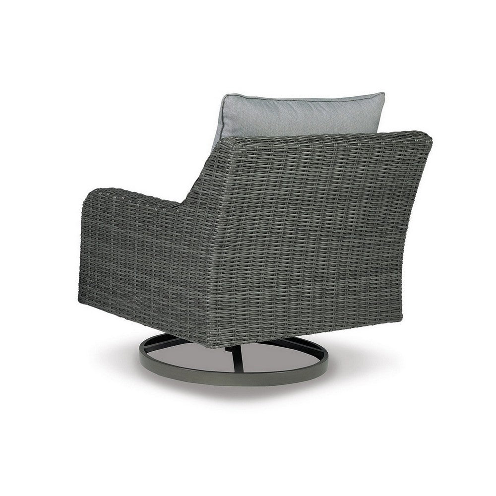Asp 32 Inch Swivel Outdoor Lounge Chair, Aluminum Frame, Gray Upholstery - BM297012