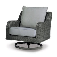 Asp 32 Inch Swivel Outdoor Lounge Chair, Aluminum Frame, Gray Upholstery - BM297012