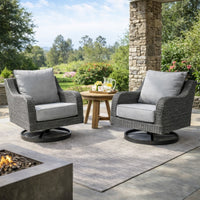 Asp 32 Inch Swivel Outdoor Lounge Chair, Aluminum Frame, Gray Upholstery - BM297012