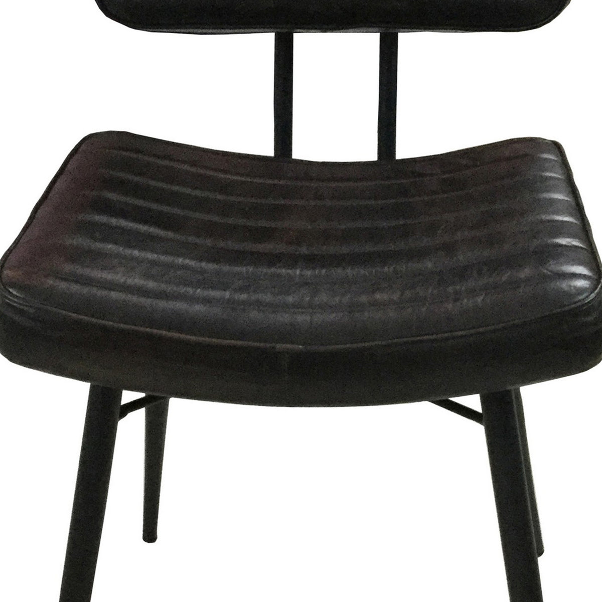 Mia 18 Inch Side Chair, Set of 2, Dyed Espresso Leather, Vertical Tufting - BM297145