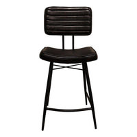 Mia 24 Inch Counter Stool, Set of 2, Hand Dyed Espresso Leather, Tufted