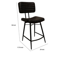 Mia 24 Inch Counter Stool, Set of 2, Hand Dyed Espresso Leather, Tufted