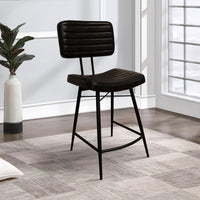 Mia 24 Inch Counter Stool, Set of 2, Hand Dyed Espresso Leather, Tufted