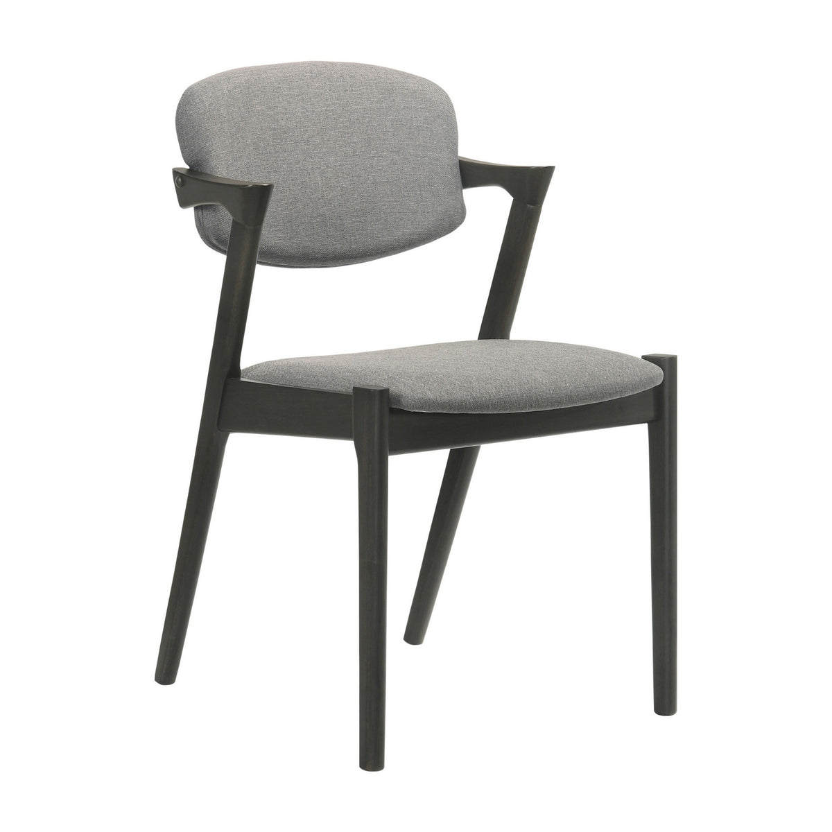 21 Inch Side Chair, Set of 2, Gray Fabric Upholstery, Clean Angled Legs  - BM297169