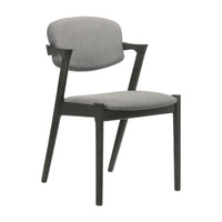 21 Inch Side Chair, Set of 2, Gray Fabric Upholstery, Clean Angled Legs  - BM297169