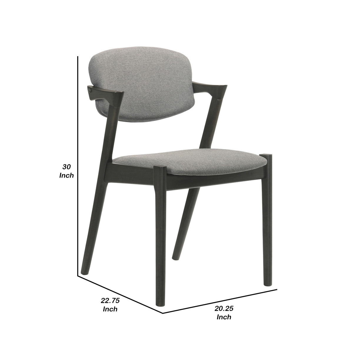 21 Inch Side Chair, Set of 2, Gray Fabric Upholstery, Clean Angled Legs  - BM297169