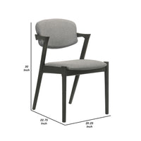 21 Inch Side Chair, Set of 2, Gray Fabric Upholstery, Clean Angled Legs  - BM297169