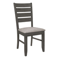 Lyla 19 Inch Side Chair, Set of 2, Ladderback Style, Rustic Gray Wood   - BM297171