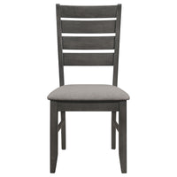 Lyla 19 Inch Side Chair, Set of 2, Ladderback Style, Rustic Gray Wood   - BM297171