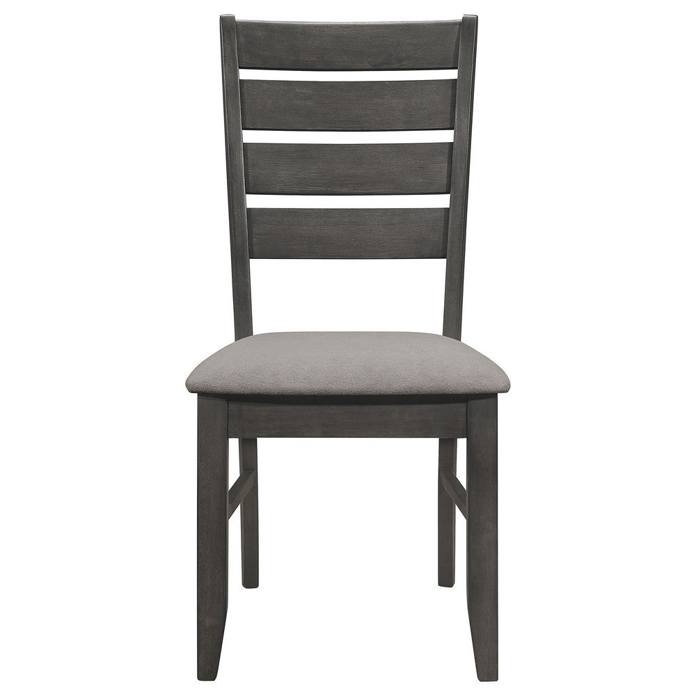 Lyla 19 Inch Side Chair, Set of 2, Ladderback Style, Rustic Gray Wood   - BM297171