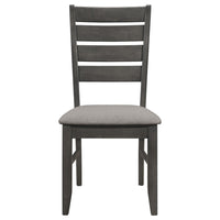 Lyla 19 Inch Side Chair, Set of 2, Ladderback Style, Rustic Gray Wood   - BM297171