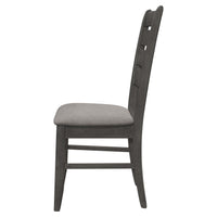 Lyla 19 Inch Side Chair, Set of 2, Ladderback Style, Rustic Gray Wood   - BM297171