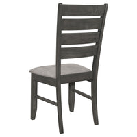 Lyla 19 Inch Side Chair, Set of 2, Ladderback Style, Rustic Gray Wood   - BM297171