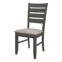 Lyla 19 Inch Side Chair, Set of 2, Ladderback Style, Rustic Gray Wood   - BM297171