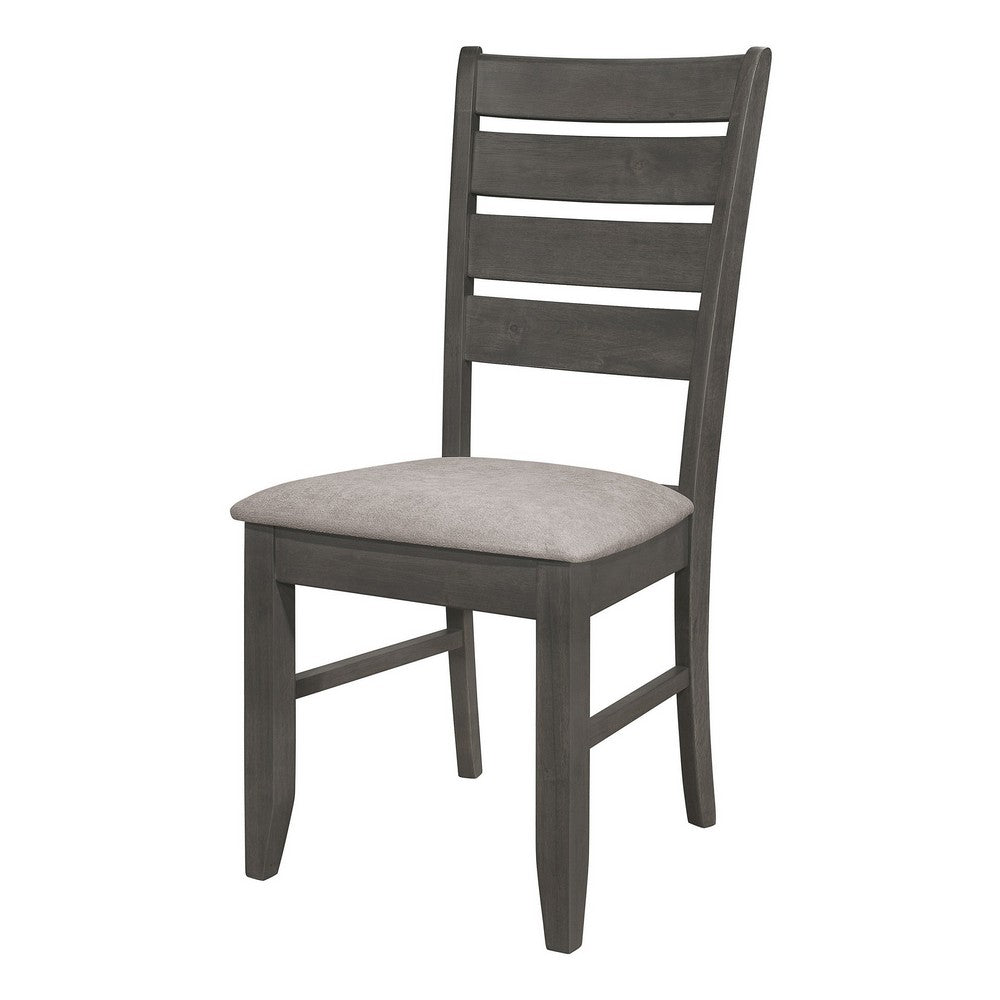 Lyla 19 Inch Side Chair, Set of 2, Ladderback Style, Rustic Gray Wood   - BM297171
