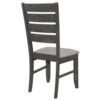 Lyla 19 Inch Side Chair, Set of 2, Ladderback Style, Rustic Gray Wood   - BM297171