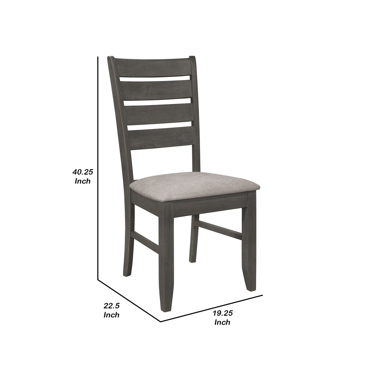 Lyla 19 Inch Side Chair, Set of 2, Ladderback Style, Rustic Gray Wood   - BM297171