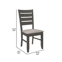 Lyla 19 Inch Side Chair, Set of 2, Ladderback Style, Rustic Gray Wood   - BM297171