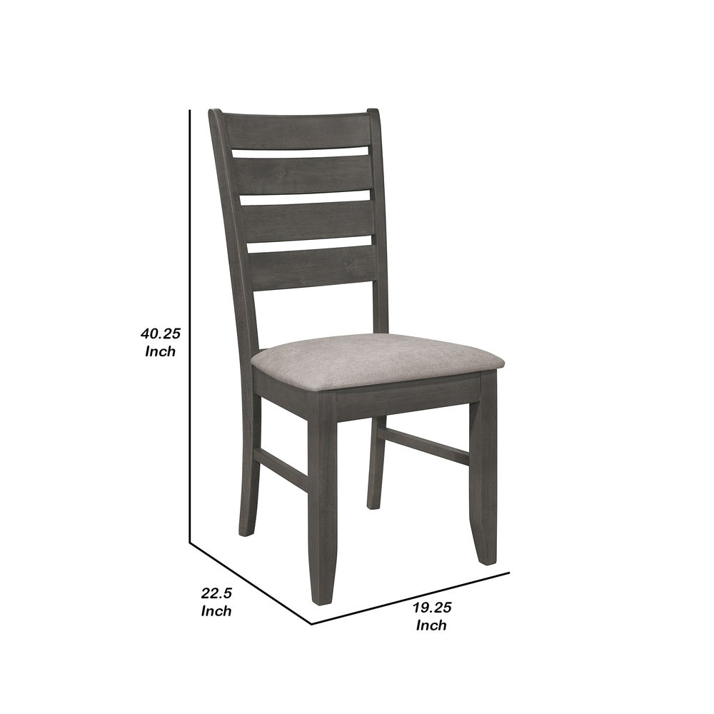 Lyla 19 Inch Side Chair, Set of 2, Ladderback Style, Rustic Gray Wood   - BM297171