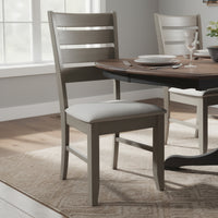 Lyla 19 Inch Side Chair, Set of 2, Ladderback Style, Rustic Gray Wood   - BM297171