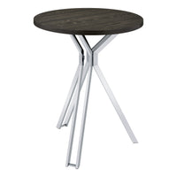 43 Inch Modern Bar Table, Gray Round Top, Polished Chrome Angled Legs   - BM297178