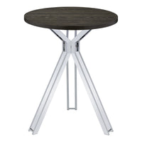 43 Inch Modern Bar Table, Gray Round Top, Polished Chrome Angled Legs   - BM297178
