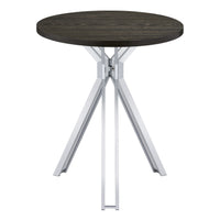 43 Inch Modern Bar Table, Gray Round Top, Polished Chrome Angled Legs   - BM297178