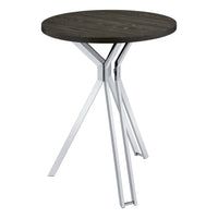 43 Inch Modern Bar Table, Gray Round Top, Polished Chrome Angled Legs   - BM297178