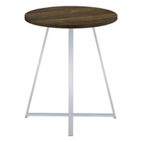 43 Inch Tall Modern Bar Table, Brown Round Top, Polished Chrome Flared Legs  - BM297179