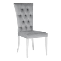 Kery 20 Inch Set of 2 Side Chairs, Gray Velvet, Tall Flared Tufted Back  - BM297196