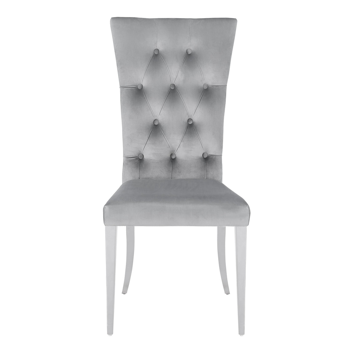 Kery 20 Inch Set of 2 Side Chairs, Gray Velvet, Tall Flared Tufted Back  - BM297196