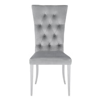 Kery 20 Inch Set of 2 Side Chairs, Gray Velvet, Tall Flared Tufted Back  - BM297196