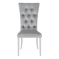 Kery 20 Inch Set of 2 Side Chairs, Gray Velvet, Tall Flared Tufted Back  - BM297196
