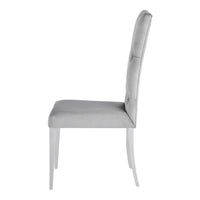 Kery 20 Inch Set of 2 Side Chairs, Gray Velvet, Tall Flared Tufted Back  - BM297196