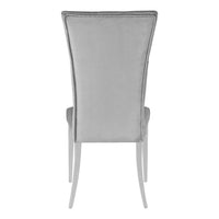 Kery 20 Inch Set of 2 Side Chairs, Gray Velvet, Tall Flared Tufted Back  - BM297196