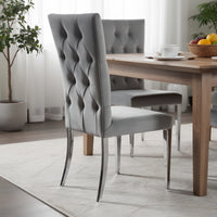 Kery 20 Inch Set of 2 Side Chairs, Gray Velvet, Tall Flared Tufted Back  - BM297196