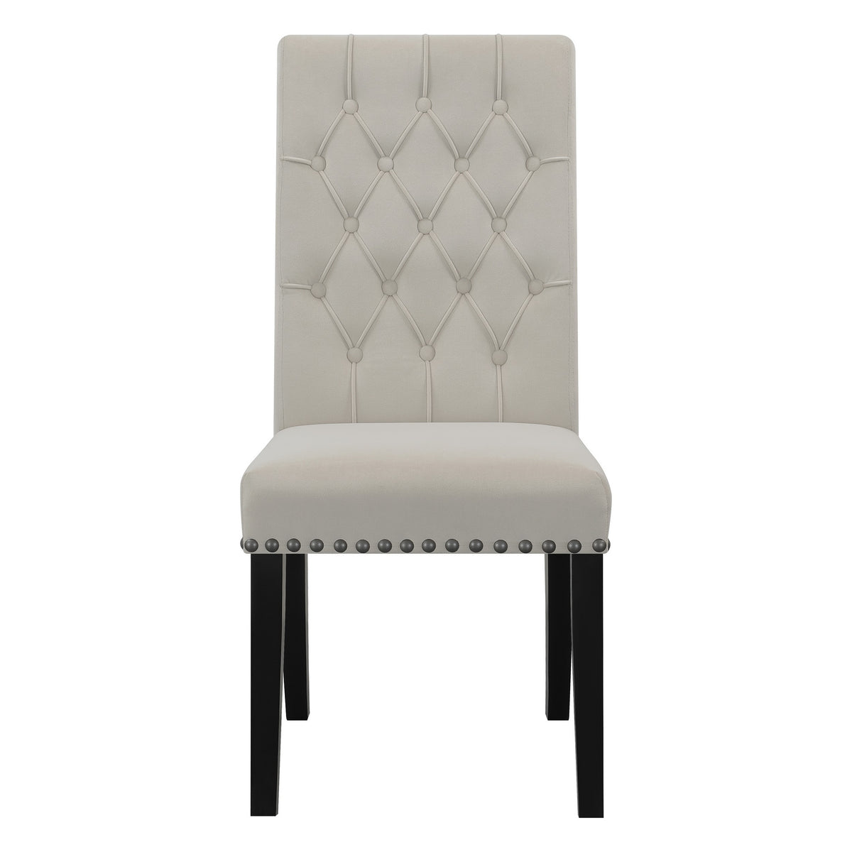 Ali 20 Inch Set of 2 Side Chairs, Light Gray Button Tufted Rolled Back