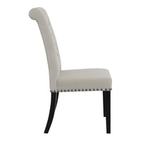 Ali 20 Inch Set of 2 Side Chairs, Light Gray Button Tufted Rolled Back