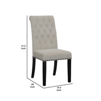 Ali 20 Inch Set of 2 Side Chairs, Light Gray Button Tufted Rolled Back